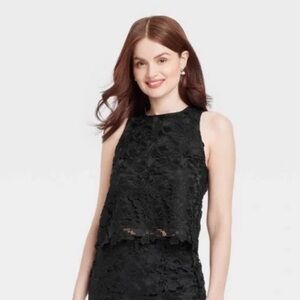 a new day Black Lace Sleeveless Blouse